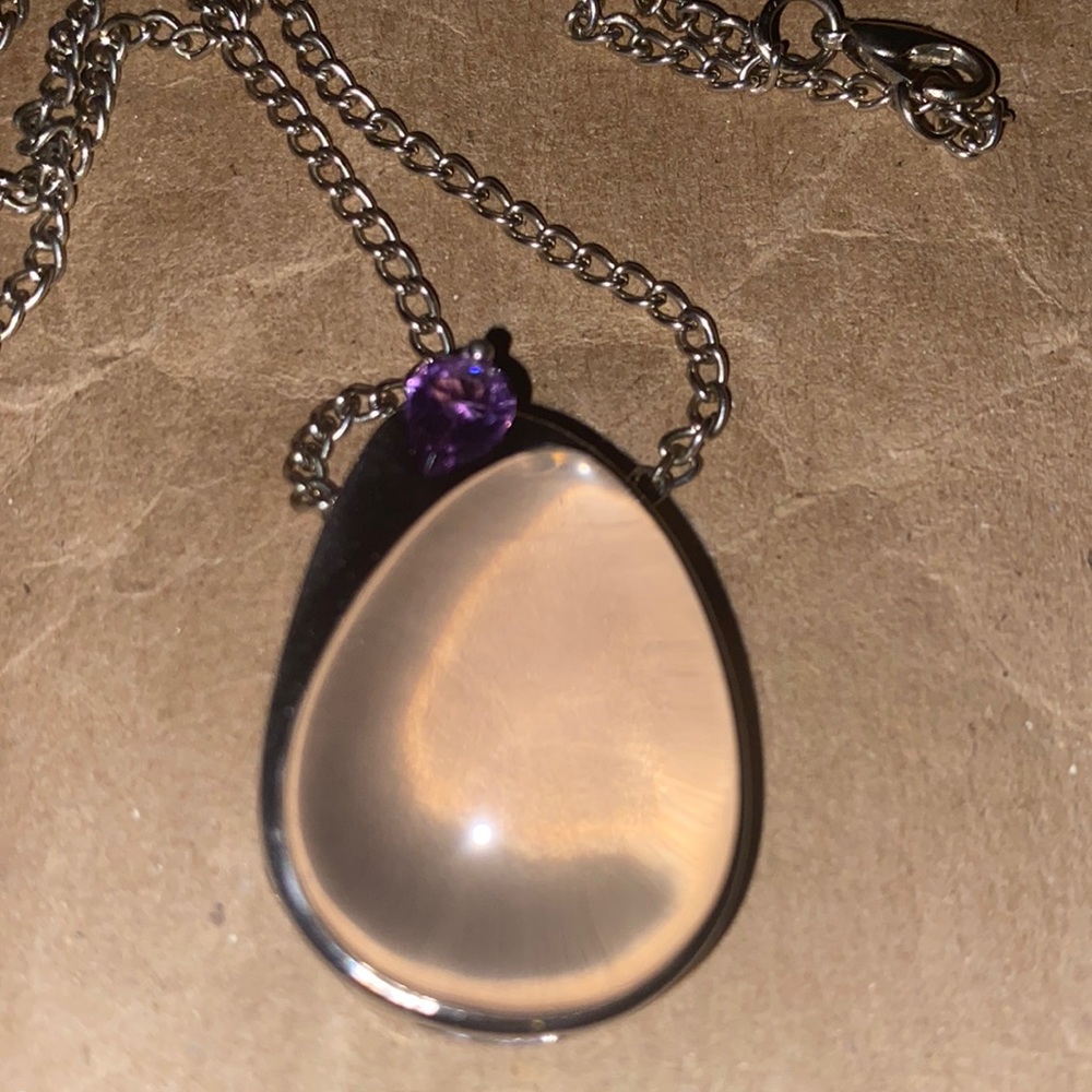 Large Rose Quartz and Amethyst Pendant.
